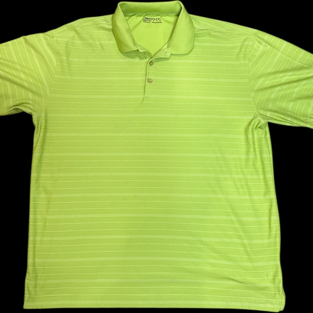 Nike Fit Dry XL‎ Green w/ white Stripes Performance Polo Shirt​